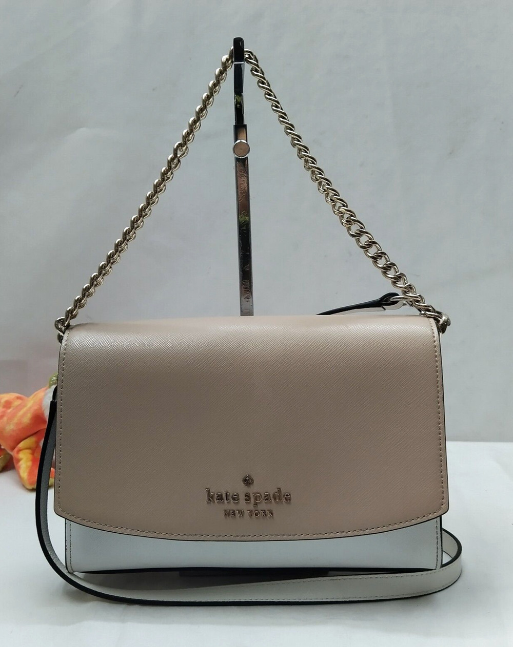Kate Spade Colorblock Brown Blue Leather Chain Strap Crossbody Shoulder Bag